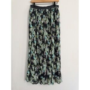 LC Lauren Conrad - Dark Floral Pleated Maxi Skirt Women's Size M